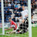 Paul Parry scores Preston North End's first equaliser against Middlesbrough at Deepdale in October 2009