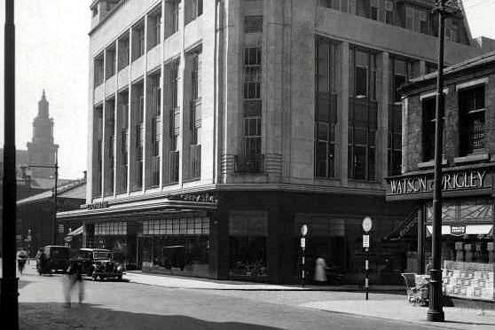 Preston Industrial Co-operative store, Lancaster Road, Preston 1950
This large Co-operative store was erected in the mid1930s. 
Also seen is Watson and Wrigley, gentlemen's outfitters, on the far right.

