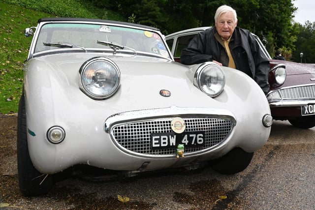 Howard Wadsworth with his 1968 Austin Healey Sprite.