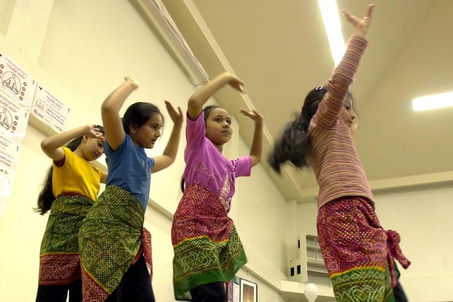 Dancers during the Health Mela at the Gujarat Hindu Society community centre and temple on South Meadow Lane in Preston