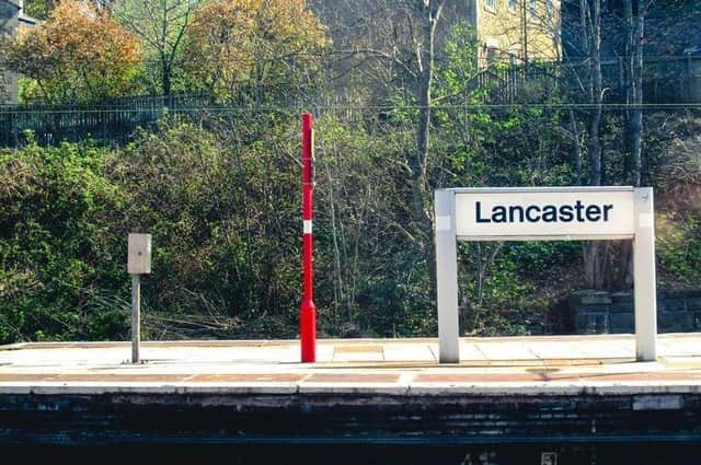 Lancaster train station where a man theatened to hit officers after a report of strange behaviour.