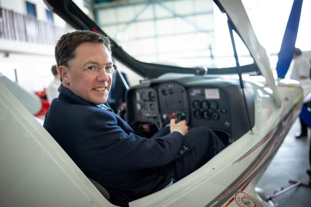 Aviation minister Robert Courts visiting Blackpool Airport.