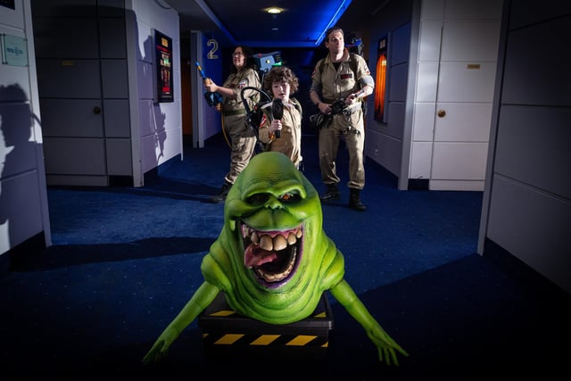 Robin (front) Emmy (left) and Mike Bell, the Preston City Ghostbusters surprised film goers with a surprise visit to Oden Cinema in Preston. Photo: Kelvin Lister-Stuttard