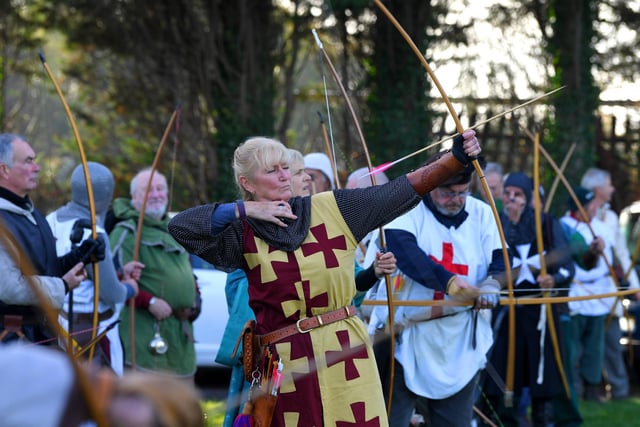Photo Neil Cross; Samlesbury Longbow Archers, based at Preston Grasshoppers celebrate the Battle of Azincourt