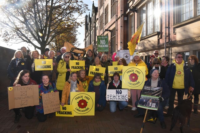 See all the images as anti fracking protestors gather outside Lancashire County Council