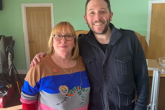 Jon Richardson met Whitby's Pantry volunteer Stephanie during his visit to the Intact Centre in Ingol last Tuesday (March 1)