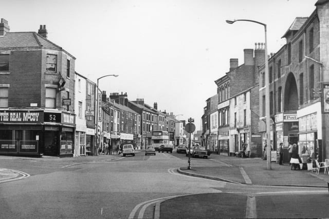 The junction of Church Street with Pole Street on the left and Blue Bell Place on the right - next to Church Court which was once home to the Preston Livery and Carriage Company