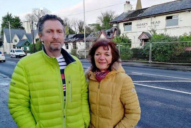 Villagers Mark Warren and Rosemary McLean hoped that The Boar's Head could rise from the ashes after it was wrecked by fire in 2019. They may now finally get their village shop and meeting place - but it will be further down the road