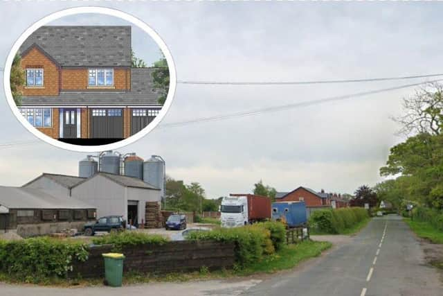 Swainson Farm lies on the approach to Goosnargh - but houses will one day stand on part of the plot (images: Google/Preston planning portal)