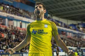 Preston North End's Ched Evans celebrates scoring his side's first goal