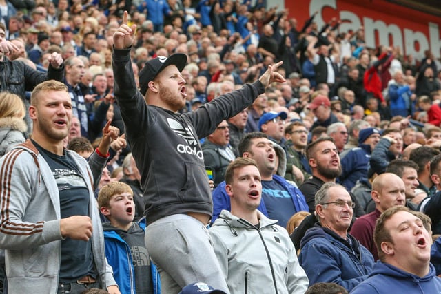 Preston North End fans celebrate after their side take the lead