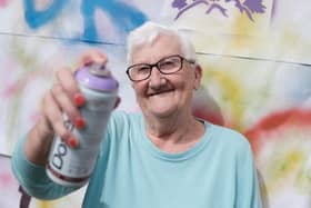 Resident Margaret Gimson also tried her hand at graffiti art