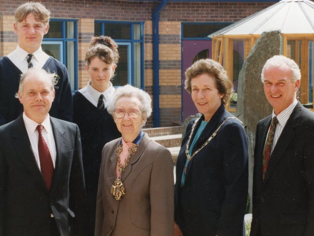 A new £4m Preston high school got the county seal of approval at its official opening in 1992. Pictured: Mayor of Preston Mary Rawcliffe (centre) with head boy and girl Kenny Newton and Susan Knight, and (from left) chairman of school governors Colin Sunderland, County Councillor Josie Farrington, and headmaster Ray McDonald