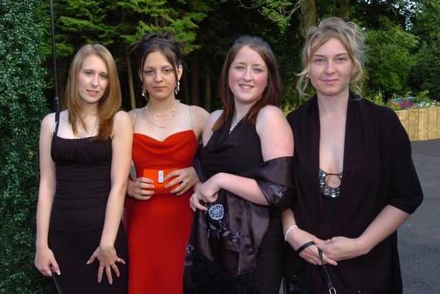 Fulwood High school leavers ball in 2005. Pictured from left, Paula Crewe, Susan Conway, Vicki Rhodes, and Samantha Ronson