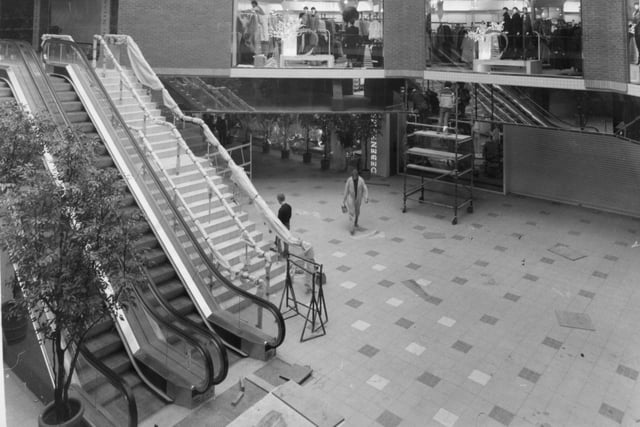 The main escalators inside Fishergate Shopping Centre lead to the lower floor of Debenhams