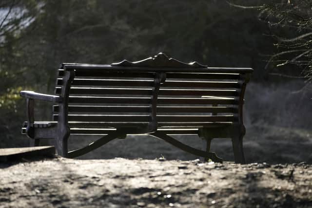 PRESTON, ENGLAND - FEBRUARY 09: The bench where the phone of missing Nicola Bulley was found, on the banks of the River Wyre in St Michael's on Wyre on February 09, 2023 in Preston, England. Police are continuing to look for the missing Inskip woman, Nicola Bulley, 45, and have widened their search towards the Morecambe Bay end of the River Wyre. Nicola hasn't been seen since taking her spaniel for a walk by the River Wyre on the morning of Friday 27th January. (Photo by Christopher Furlong/Getty Images)