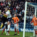 Liam Chilvers in action for PNE against Blackpool