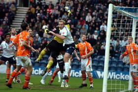 Liam Chilvers in action for PNE against Blackpool