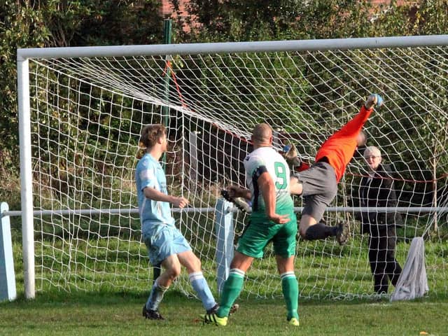 One of Carl Grimshaw's many shots which have rippled the goal