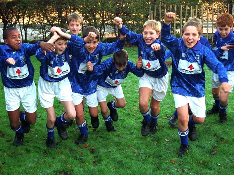 Fulwood's Queens Drive Primary School football team celebrate getting a new kit, sponsored by British Aerospace