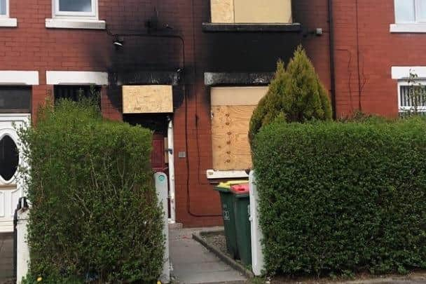 The badly damaged house in Coronation Crescent