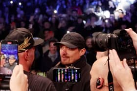 Tyson Fury and Oleksandr Usyk met after the former beat Derek Chisora at the Tottenham Hotspur Stadium earlier this month Picture: WARREN LITTLE/GETTY IMAGES