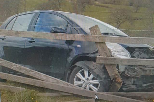 A drunk driver was arrested after their car crashed into a field in Bashall Eaves. (Credit: Lancashire Police)