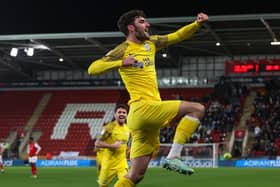 Preston North End's Tom Cannon celebrates scoring the opening goal