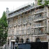 Scaffolding up while work was carried out on the Grade-II listed building