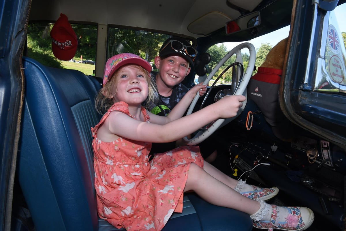 Pictures as old cars and bikes gathered on Miller Park in glorious sunshine for Classics In The Park