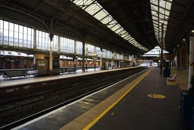 Deserted platforms at Preston Station today.