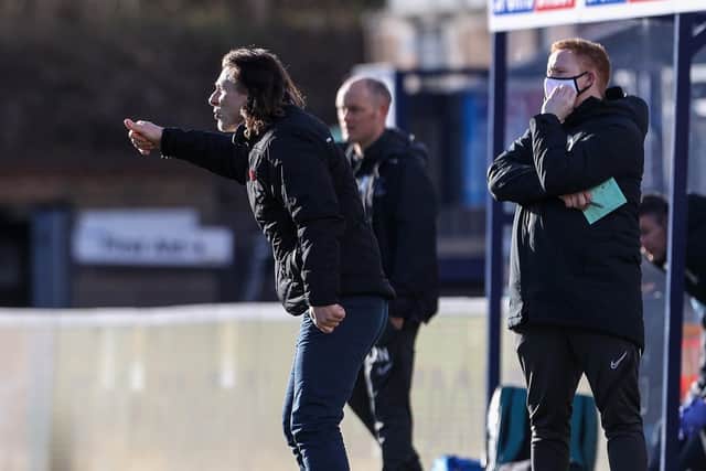 Gareth Ainsworth and Alex Neil on the touchline during Preston North End's Championship clash with Wycombe Wanderers in March 2021