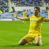 Preston North End's Ched Evans celebrates scoring his side's first goal