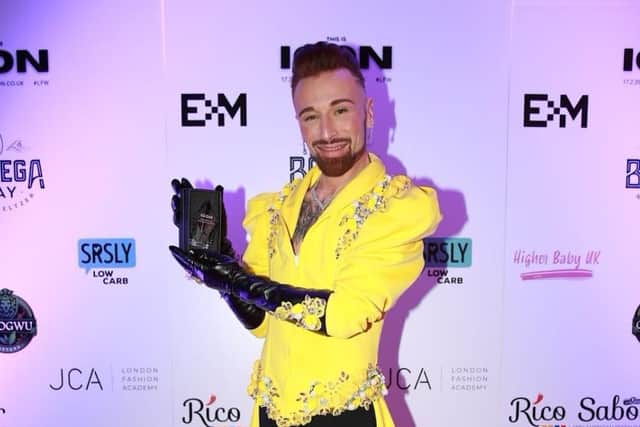 Founder of online clothing brand Kingfisher Couture Ross Griffiths, 31, was named the winning recipient last Friday at the This is Icon - London Fashion Week Awards and Celebrity Gala in aid of prost8 UK - a prostate cancer charity for men