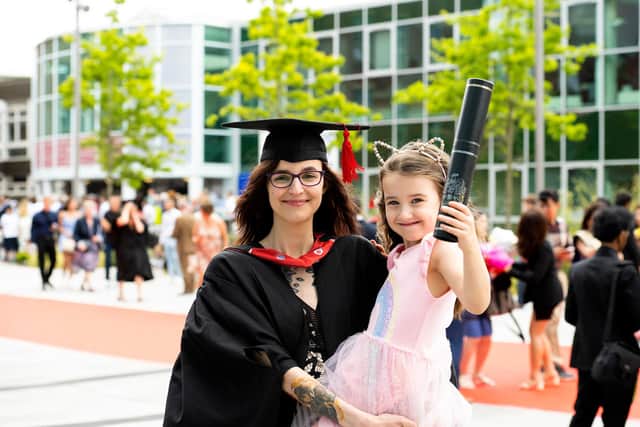 UCLan graduate Chlesea Edwards with her four-year-old daughter Holly.