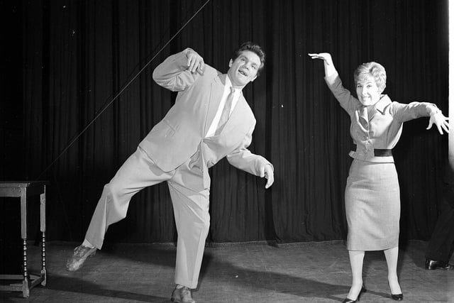 Freddie Mills and Anthea Askey on stage at the Empire Theatre in September 1958.