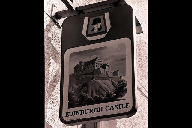 In keeping with the heraldry theme, the Edinburgh Castle couldn't have a sign depicting much else other than the castle it is named after