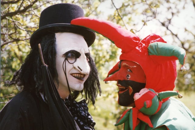 The finished looks for Chris Williams as The Penguin and Dean Burke as a jester. The make-up was done by theatrical and media make-up students at Preston College in 1994
