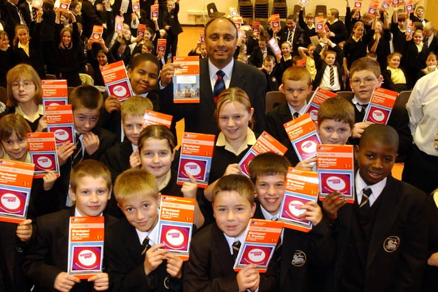 In 2002 MP Mark Hendrick visited Ashton High School, and he is pictured with pupils at the Preston school with a  new Ordnance Survey Explorer map