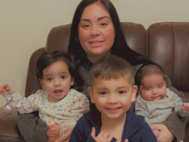 Brave mum Frankie Salmon with her children,  Isaac (five) two-year-old Raiyah and baby Yusuf who died in February last year aged just four months old. Frankie is now launching a support group for bereaved parents in Burnley and Padiham
