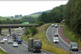 A similar convoy at Junction 36 (Crooklands) on the M6 on July 28, 2022.