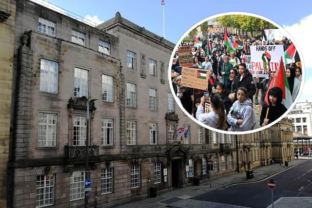 The ruling Labour group at Preston town hall wants a ceaefire in Gaza, while a leading member of the city's Jewish community says some of the banners at a Palestinian solidarity march at the weekend effectively called for Israel to be wiped out