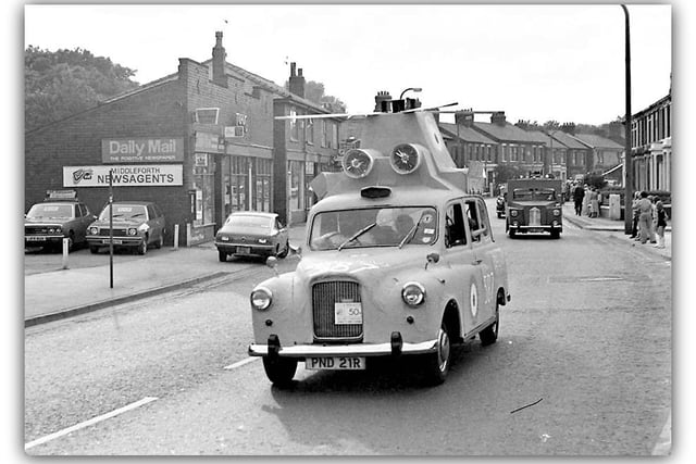 Leyland Road, Penwortham. 1970s. Annual disabled children's taxi run from Manchester to Blackpool. 1970s. Photographed by Terry Martin. Image courtesy of Nicola Martin of the Preston Past and Present Facebook Group.