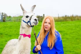 Celia Gaze and her llamas