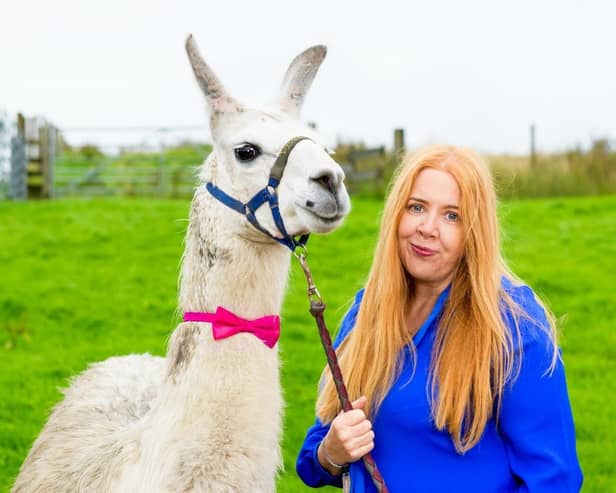 Celia Gaze and her llamas