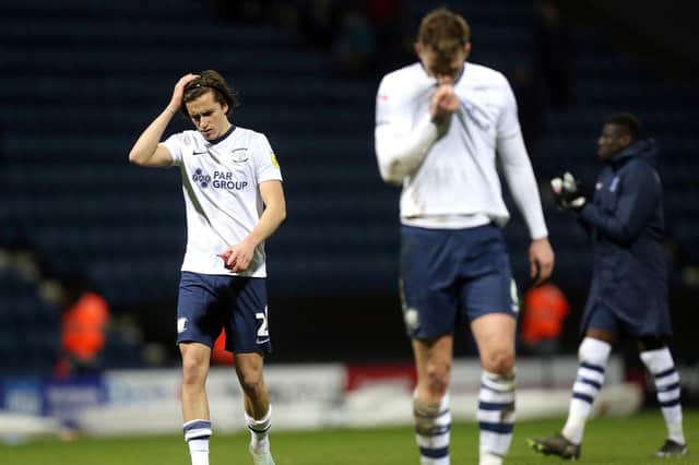 Preston North End's Álvaro Fernández looks dejected at the final whistle