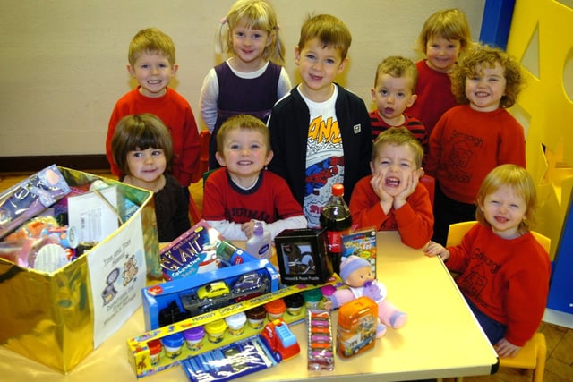 Children from Grimsargh Pre-School collected toys and tins for Preston Women's Refuge