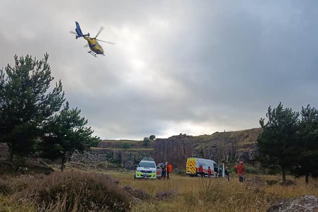 The casualty was placed onto a stretcher and carried approximately 500m to the air ambulance (Credit: Rossendale & Pendle Mountain Rescue Team)