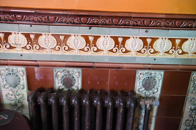 Tiles feature heavily in the Victorian building. Seen here on the walls, there is also a mosaic-floored corridor which extends through to the back of the building.