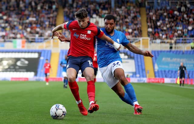 Jordan Storey battles with Troy Deeney for PNE last season.